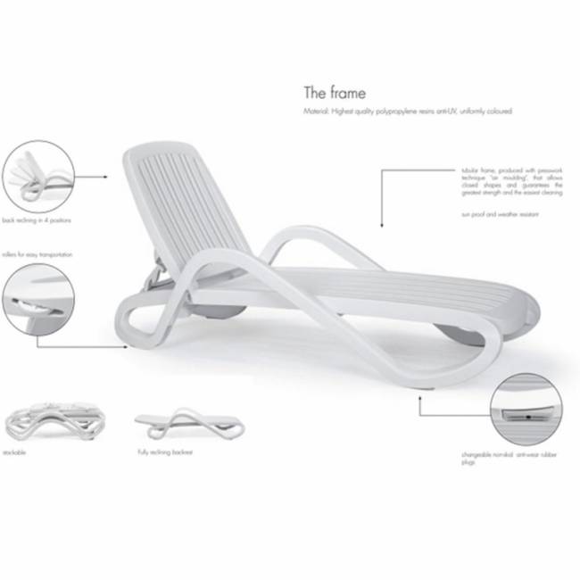 Шезлонг-лежак пластиковый Eden тортора 1700-1945х710х850 мм