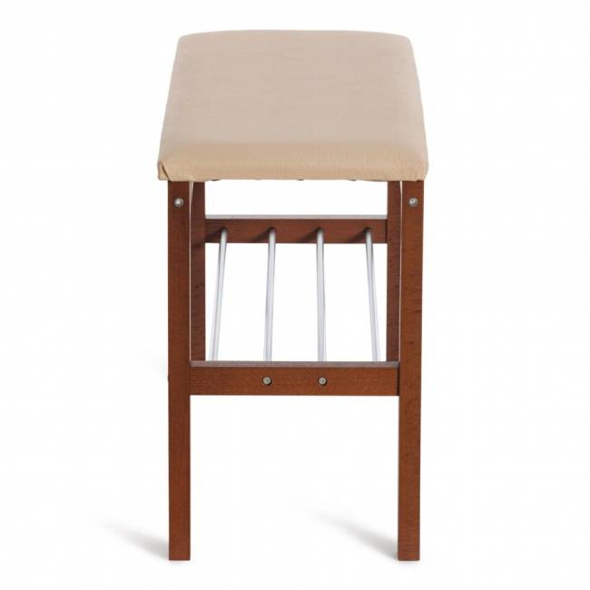 Банкетка BERYL дерево / экокожа, 67*31*49 см, темный орех/бежевый