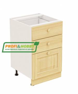 Тумба 3 ящика 500х530х720 + фасад сосна бесцветный лак