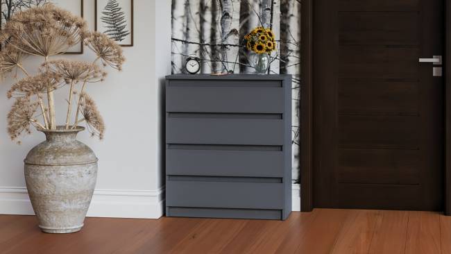 Узкий комод пять ящиков Мори МК700.5 цвет графит Узкий комод пять ящиков Мори МК700.5 цвет графит