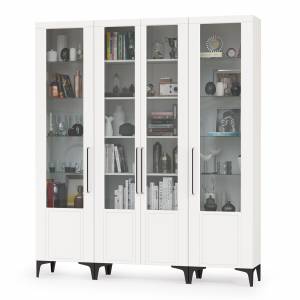 Сервант в гостиную с четырьмя дверками Валенсия цвет белый шагрень Сервант в гостиную с четырьмя дверками Валенсия цвет белый шагрень