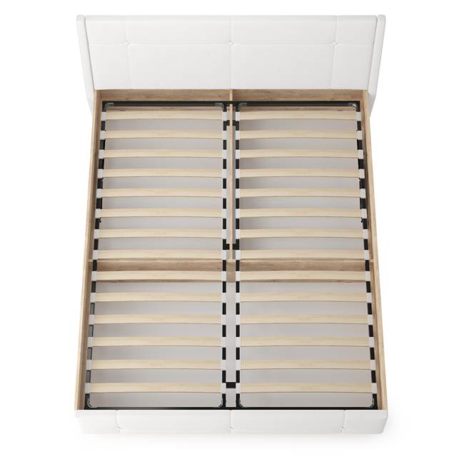 Кровать Муссон с подъёмным ортопедическим основанием цвет дуб эндгрейн элегантный/искусственная кожа белая Кровать Муссон с подъёмным ортопедическим основанием цвет дуб эндгрейн элегантный/искусственная кожа белая