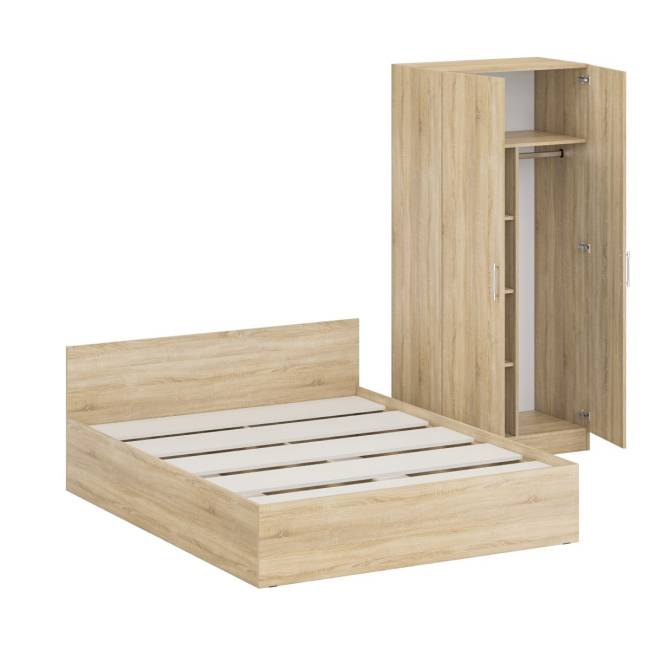 Кровать двуспальная 1600 со шкафом для одежды 2-х створчатым Стандарт цвет дуб сонома Кровать двуспальная 1600 со шкафом для одежды 2-х створчатым Стандарт цвет дуб сонома