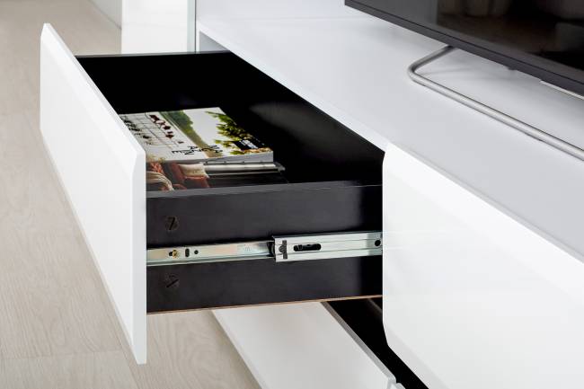 Стенка для гостиной Сидней № 6 цвет белый/чёрный/фасады МДФ белый глянец Стенка для гостиной Сидней № 6 цвет белый/чёрный/фасады МДФ белый глянец