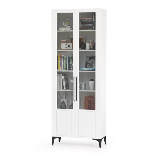 Две тумбы под аппаратуру и сервант Валенсия цвет белый шагрень