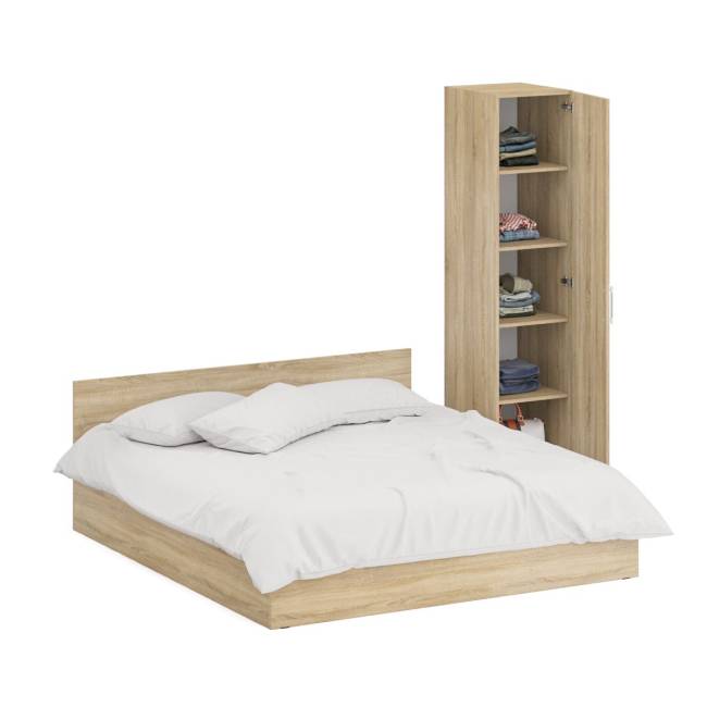 Кровать двуспальная 1800 с пеналом Стандарт цвет дуб сонома Кровать двуспальная 1800 с пеналом Стандарт цвет дуб сонома