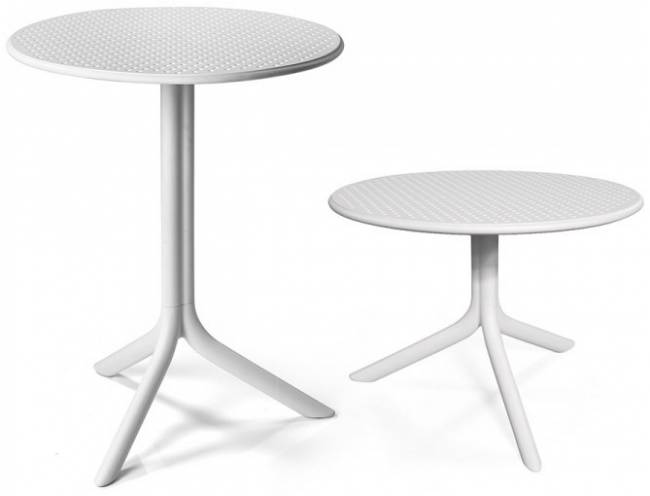 Стол пластиковый обеденный Step + Step Mini белый Ø605х400-765 мм