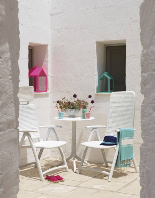 Стол пластиковый обеденный Step + Step Mini белый Ø605х400-765 мм